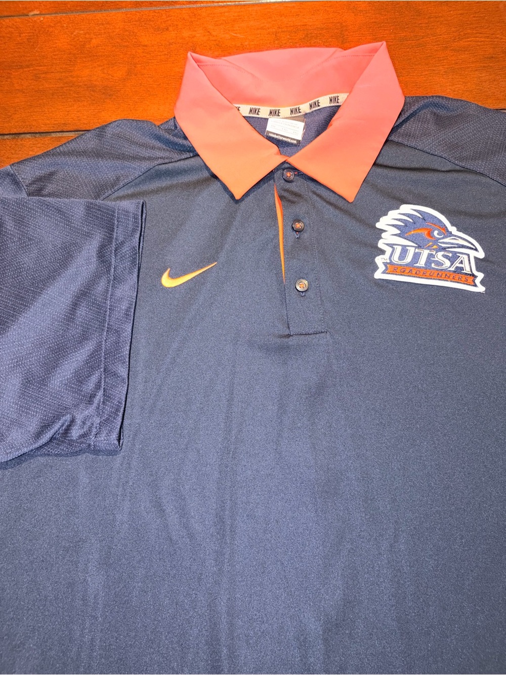 NWOT Nike Men’s UTSA Roadrunners Dri- FIT Polo Shirt XXL Navy/Orange